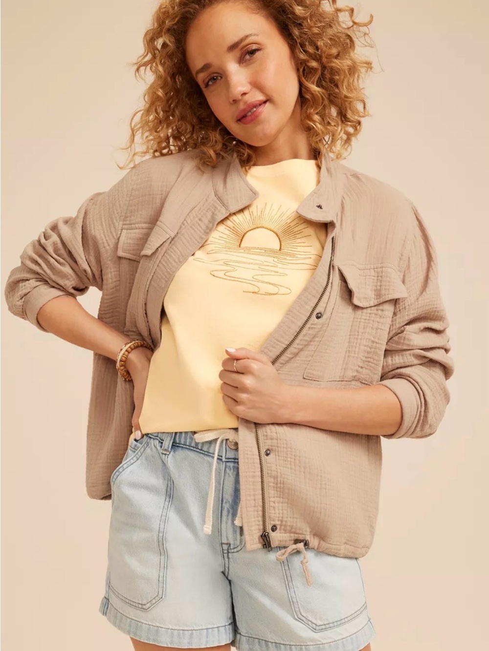 Maurices Light Taupe Utility Shirt Jacket - Taupe